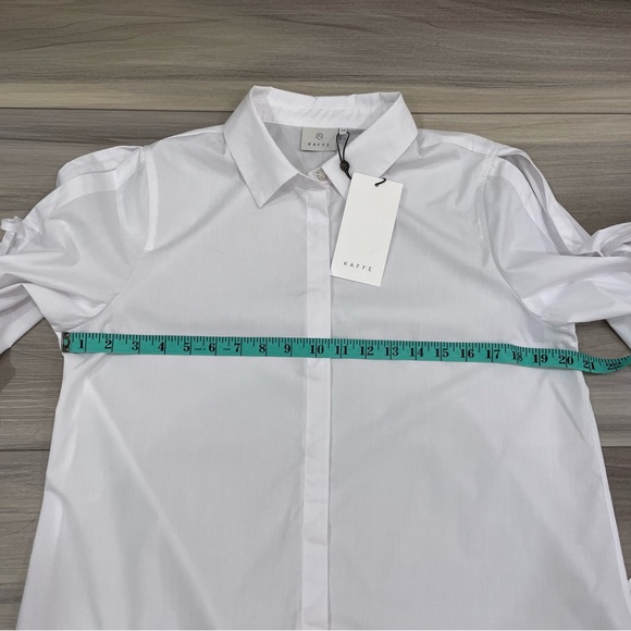 NWT KAFFE KAsara White Shirt with Tie-Up Sleeves & Pretty Pearl Button Size M - Picture 13 of 15